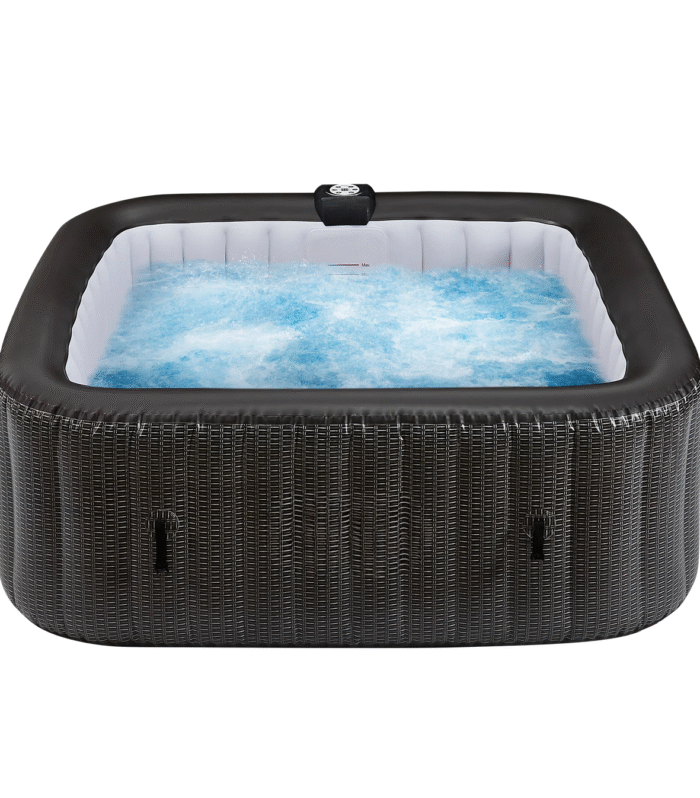 Relxtime 6 Person Square Inflatable Hot Tub 130 Massaging Air Jets Black Laminated Classic Spa - TB001